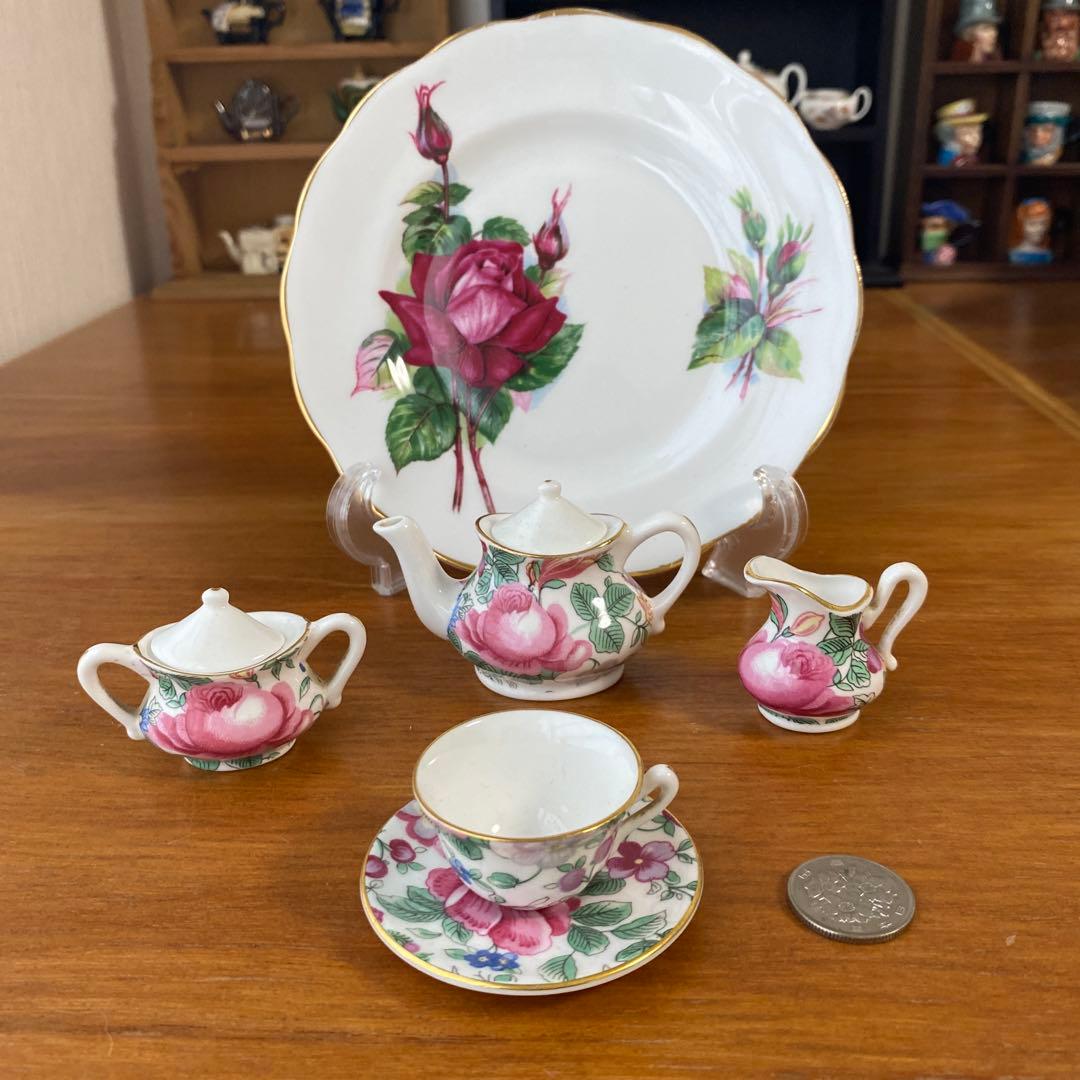 クラウンスタッフォードシャー チャンツ　ローズ　ブーケ　ミニチュア　ティーセット