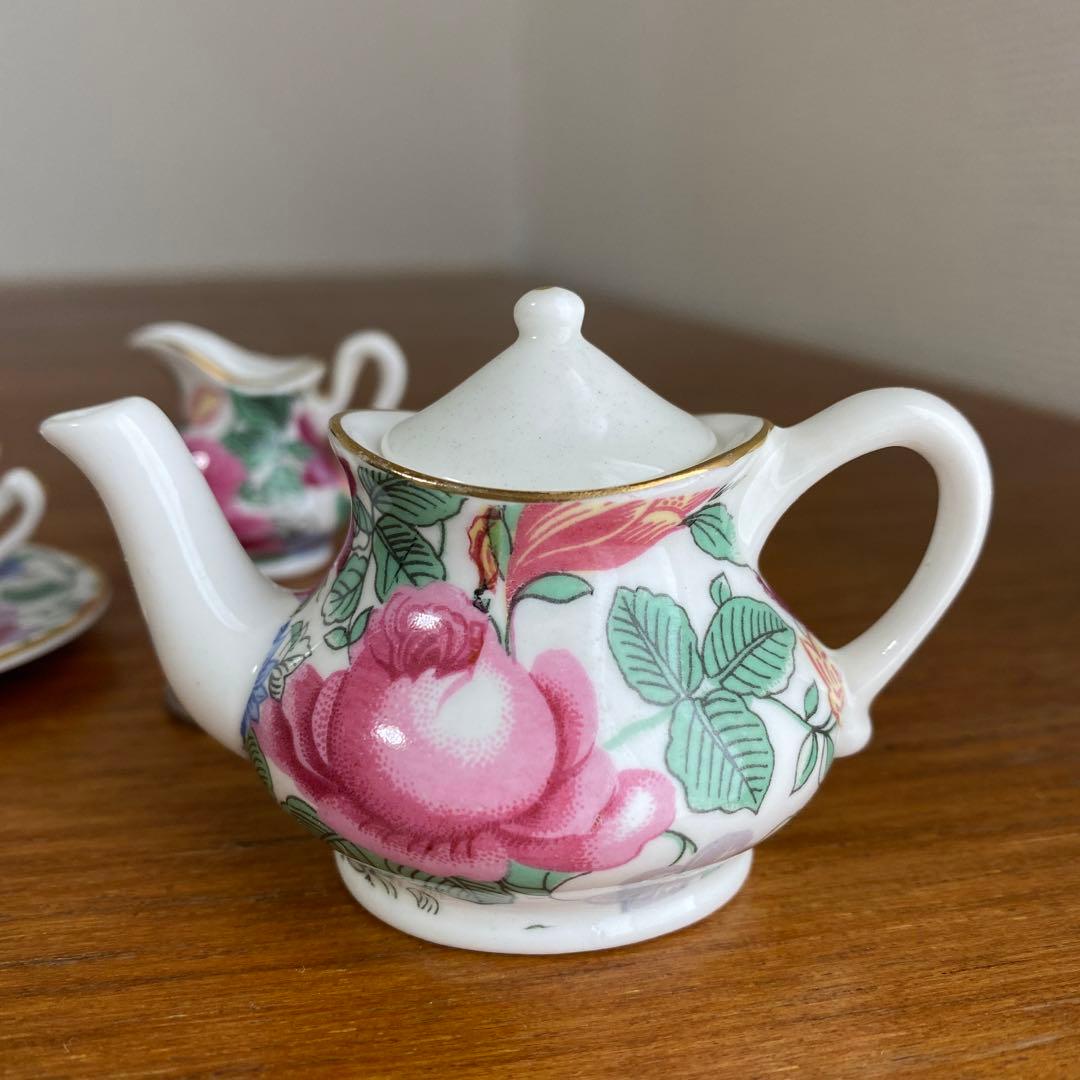 クラウンスタッフォードシャー チャンツ　ローズ　ブーケ　ミニチュア　ティーセット