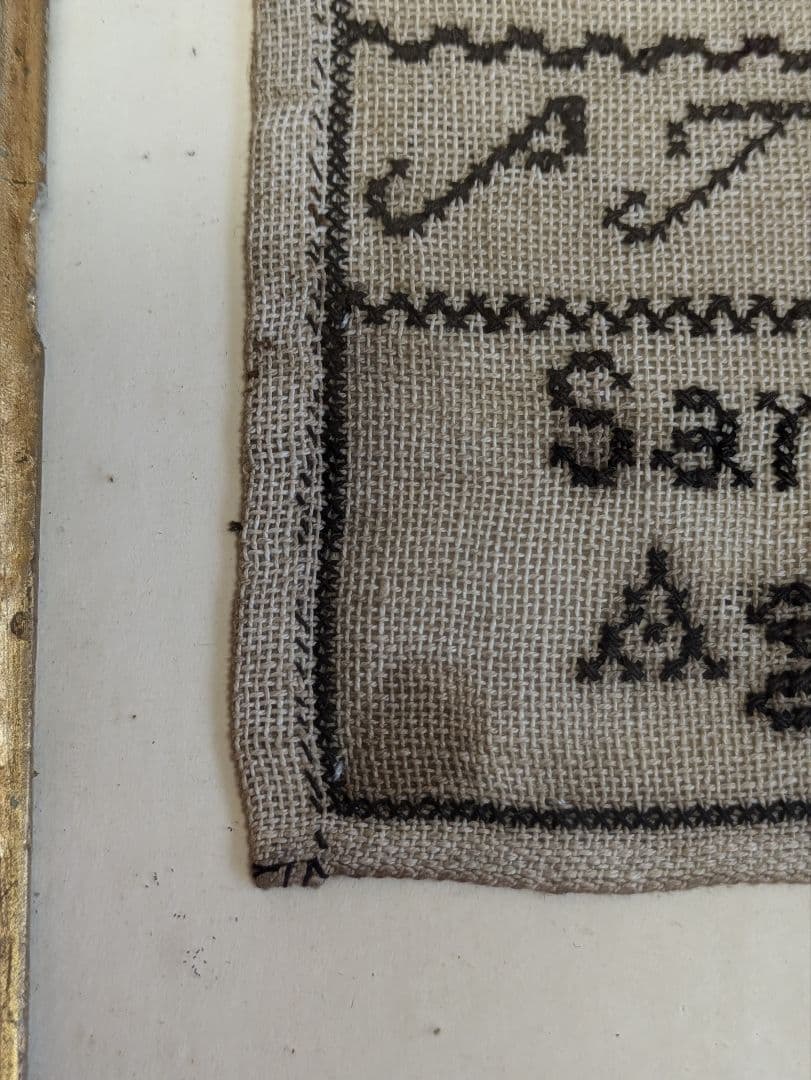 イギリス アンティーク 刺繍額 スクールサンプラー 12歳制作