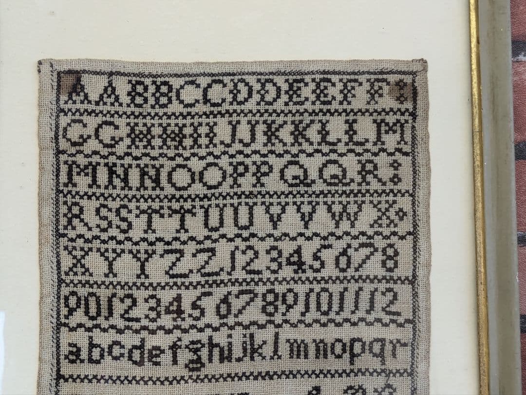 イギリス アンティーク 刺繍額 スクールサンプラー 12歳制作