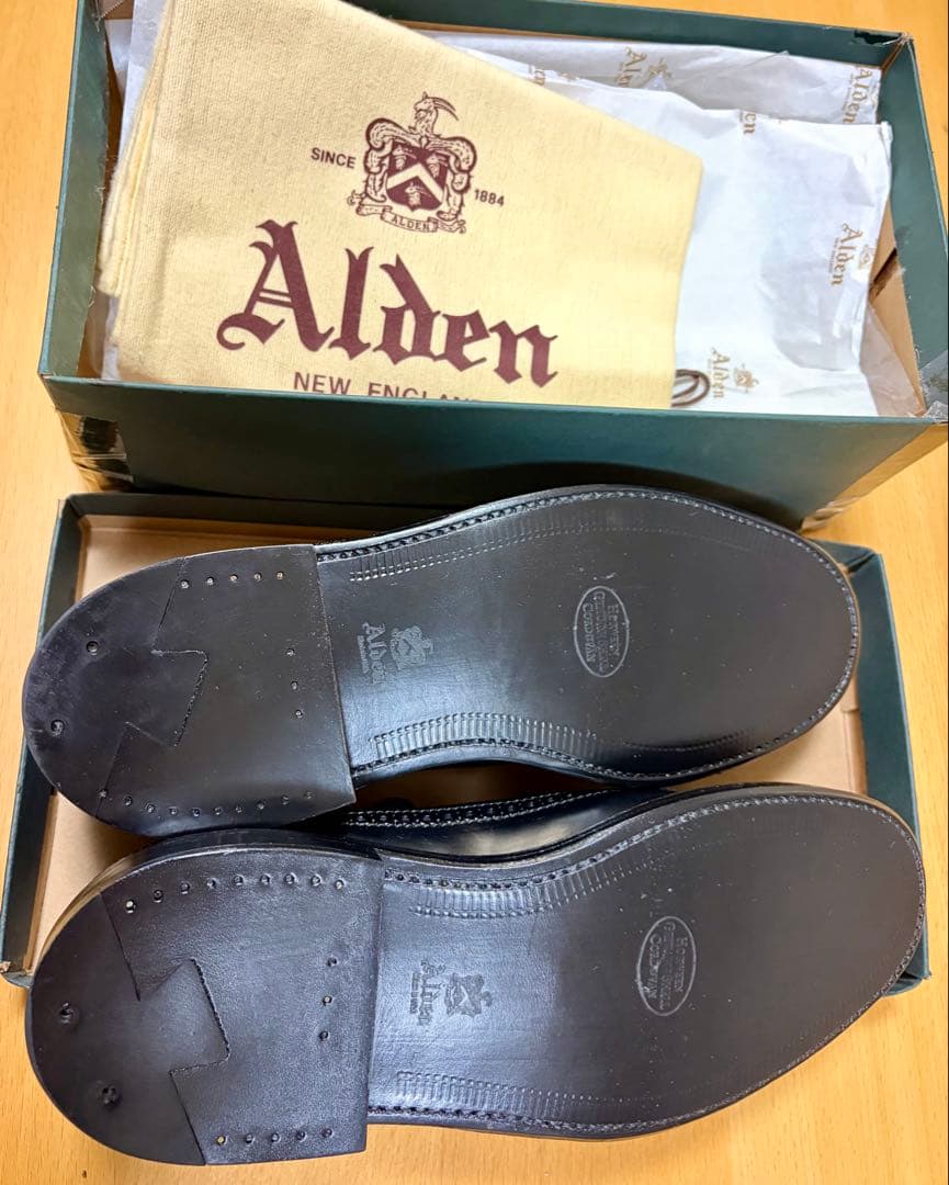 オールデン 975 ロングウィングチップ ブラック コードバン 7 B/D