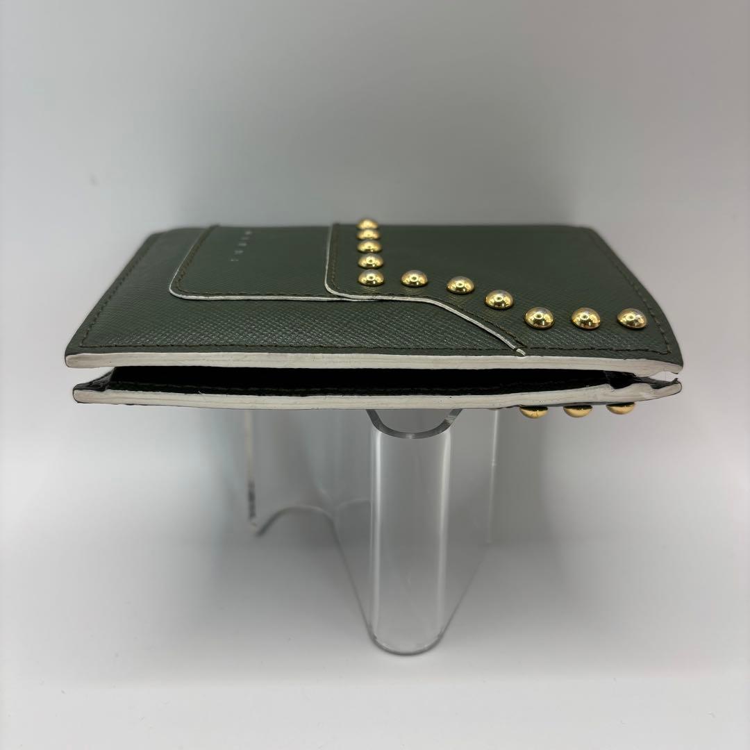 MARNI 二つ折り財布　スタッズ　グリーン　コンパクトウォレット　財布　緑