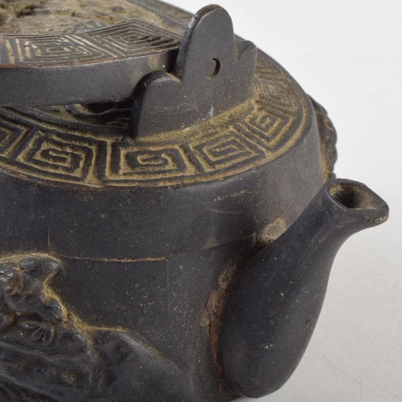 中国　古銅　神獣雷刻　水滴　書道具　V　R9176