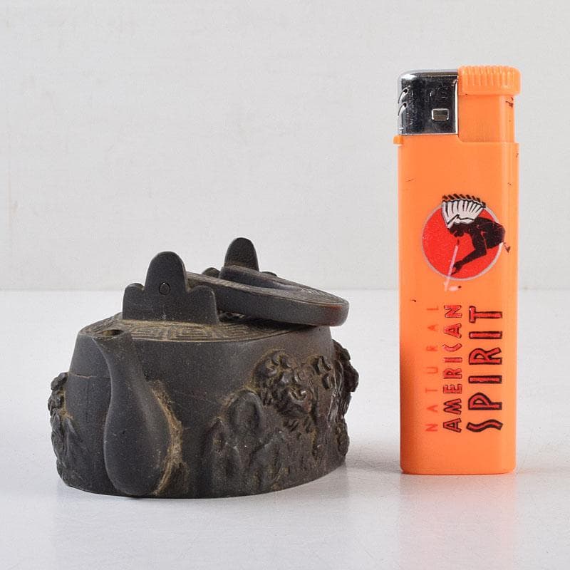 中国　古銅　神獣雷刻　水滴　書道具　V　R9176