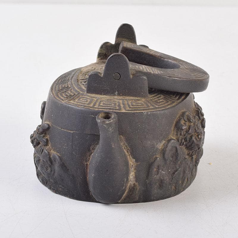 中国　古銅　神獣雷刻　水滴　書道具　V　R9176