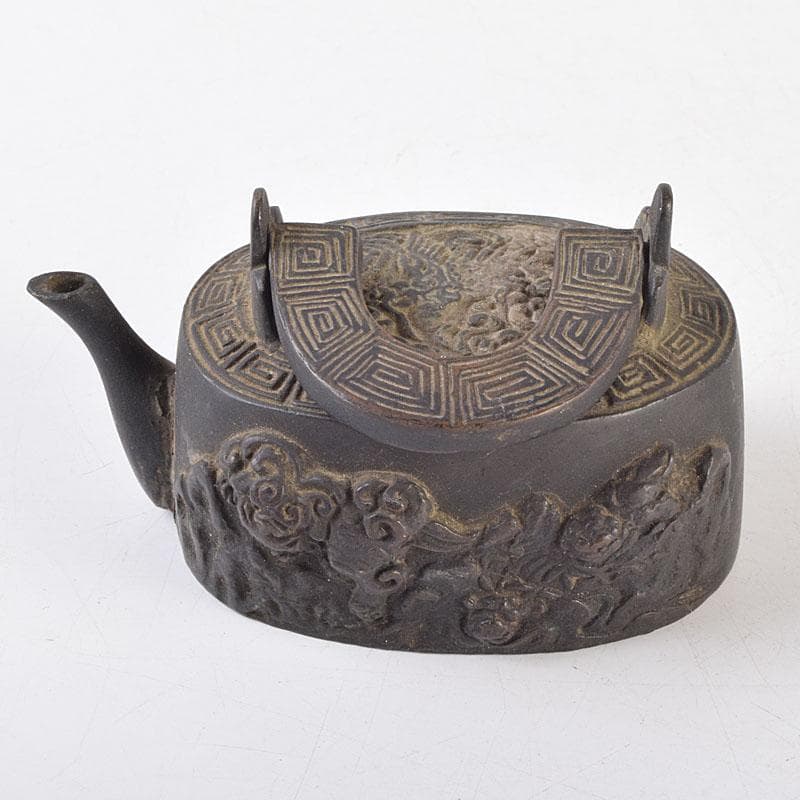 中国　古銅　神獣雷刻　水滴　書道具　V　R9176