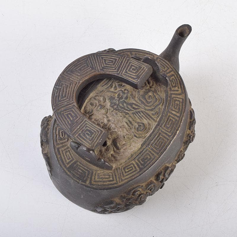 中国　古銅　神獣雷刻　水滴　書道具　V　R9176