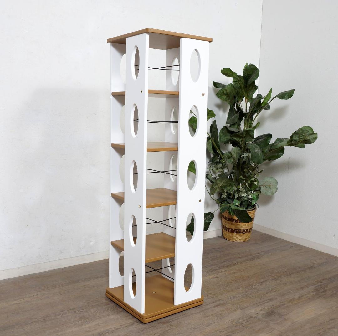 完成品!　　回転式　本棚　ブックシェルフ　DVD ラック　5段