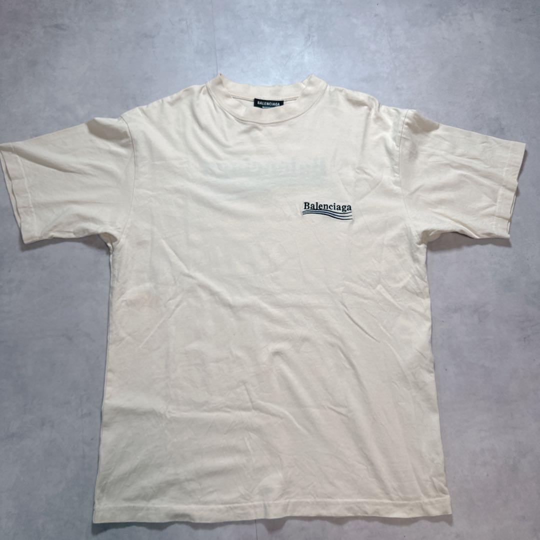 BALENCIAGA バレンシアガ Tシャツ 刺繍ロゴ アイボリー XXS .