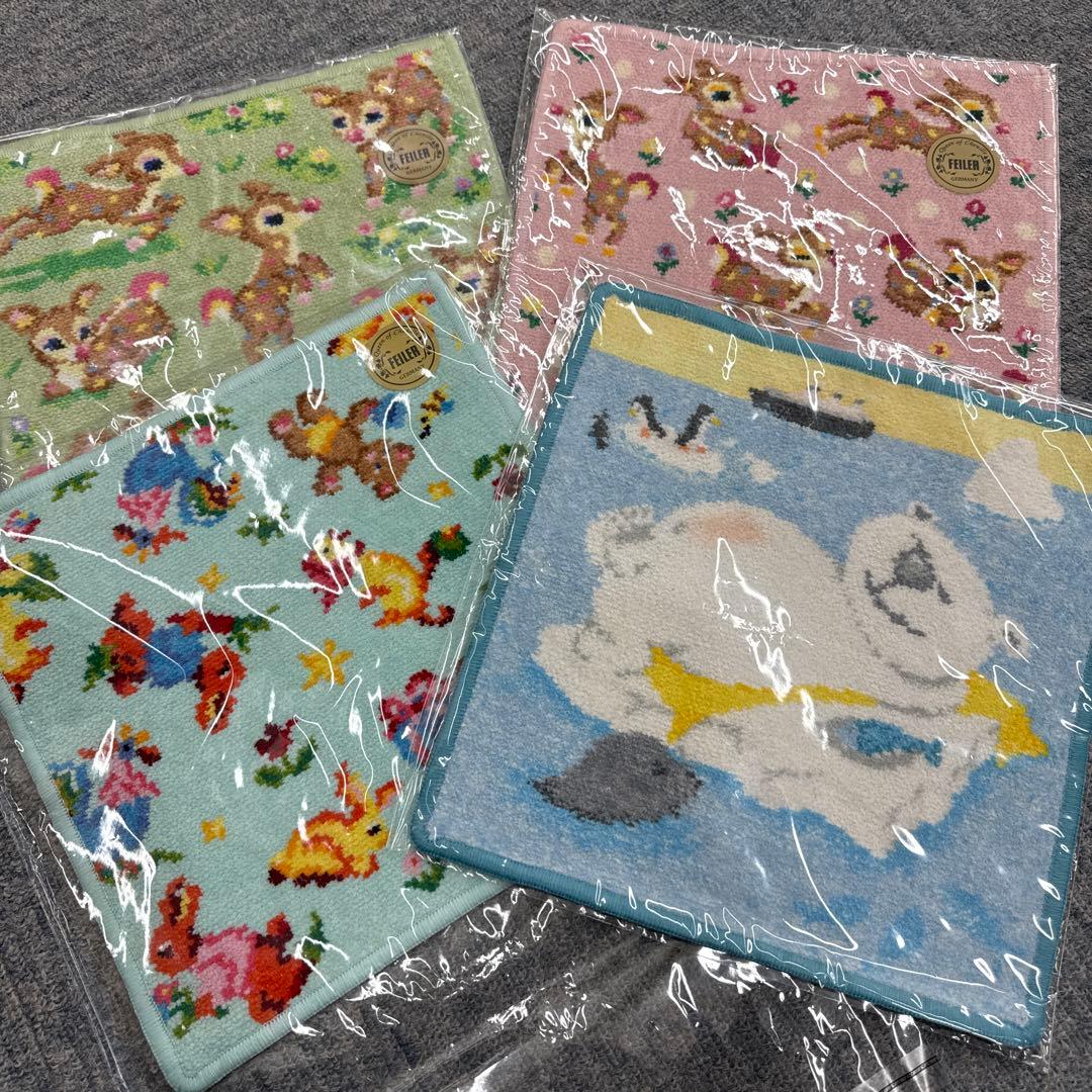 フェイラー　動物柄4枚　バンビ