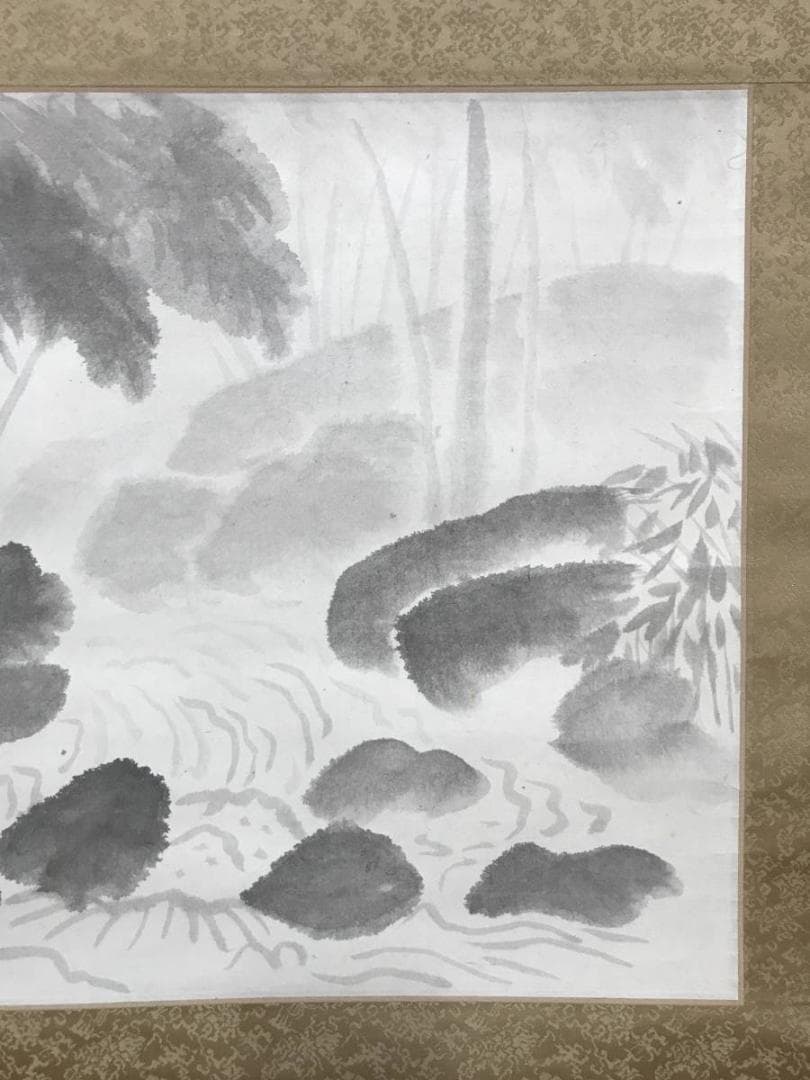 【真作】聖真/ながれ/渓流図/山水図/横物/掛軸/名家伝来/AB-918