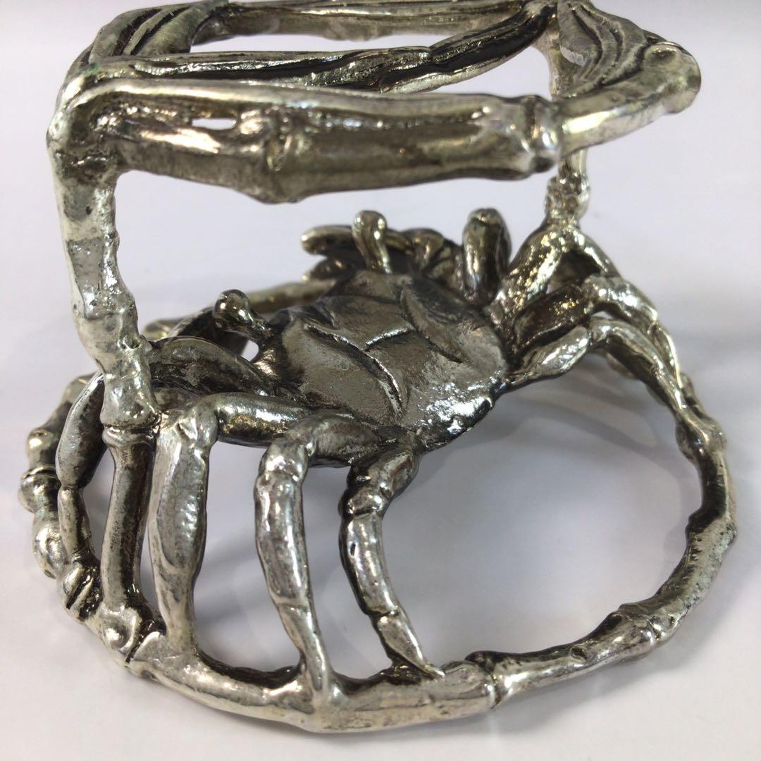 Ｒ９２６　蓋置　『唐銅』『藤井宗喜造』『笹蟹蓋置』　共箱　茶道具