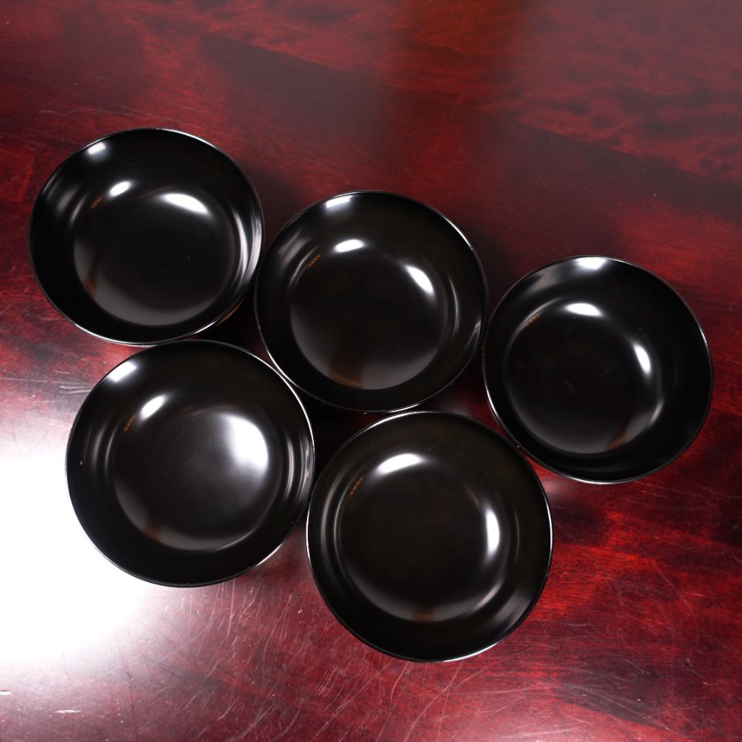 輪島塗 黒塗 扇蒔絵 煮物椀 5客 共箱 天然木製漆器