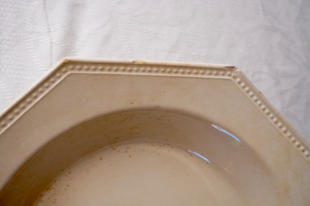 フランス アンティーク クレイユモントロー オクトゴナルプレート 陶器 深皿④