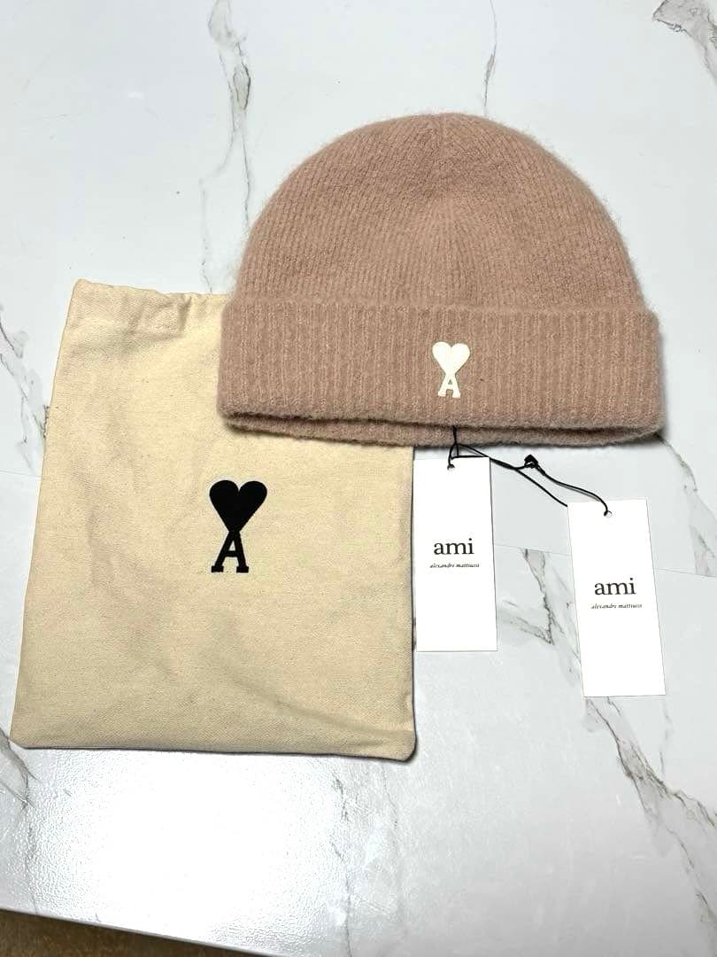 ami paris ベージュニット帽