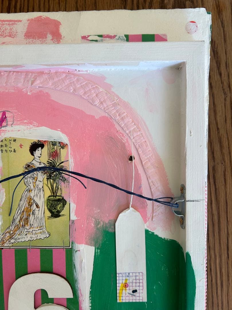 コラージュアート作品　ミクストミディア　和紙　ペイント　アメリカ