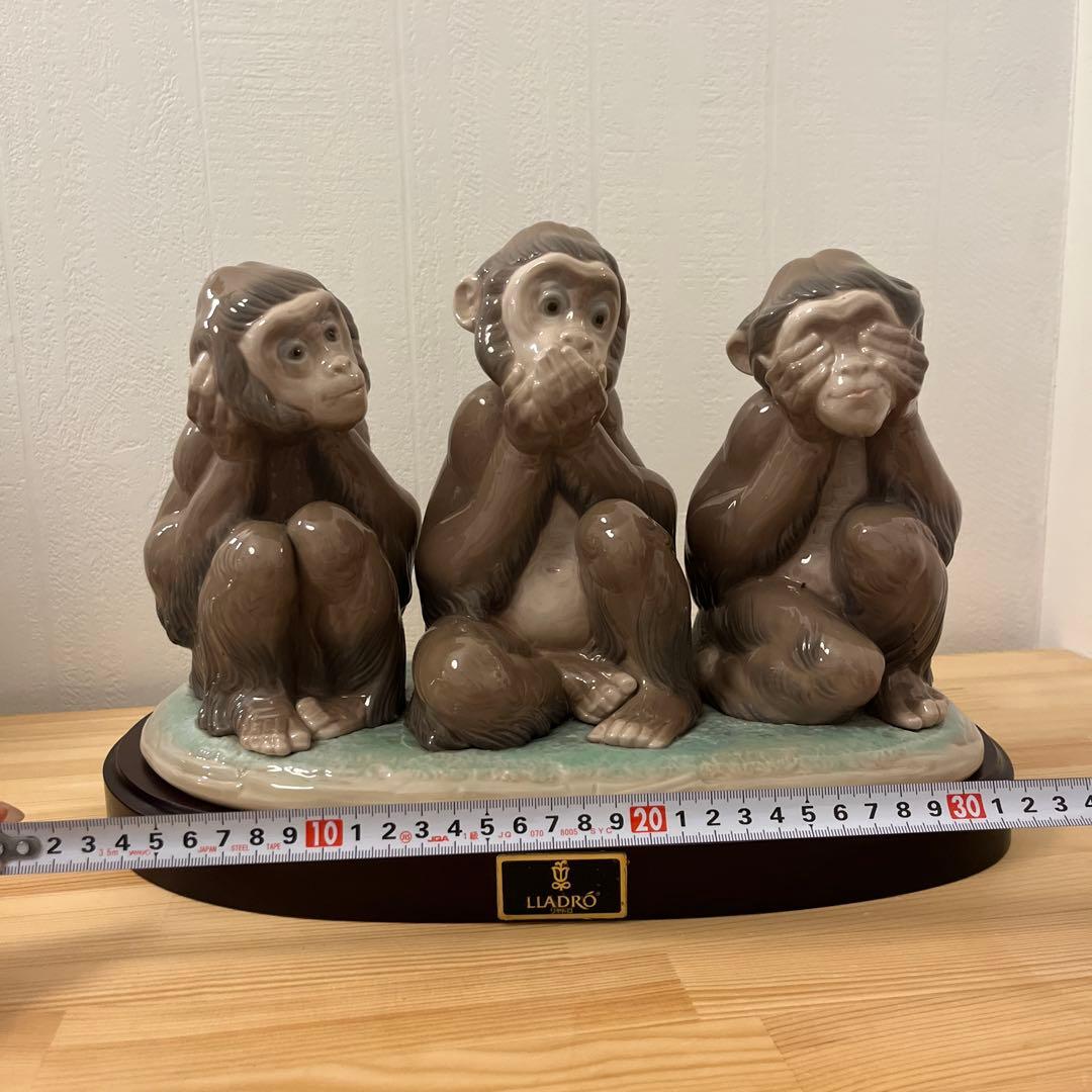 【レア】【150体限定品】リヤドロ　7508 三匹の猿 置物 陶磁器