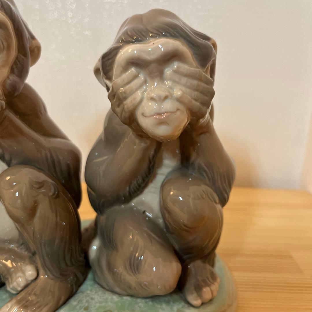 【レア】【150体限定品】リヤドロ　7508 三匹の猿 置物 陶磁器