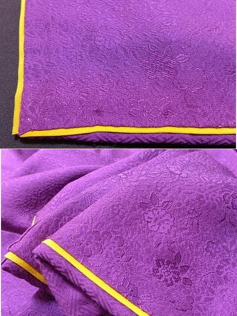 特選レア！辻が花地文 一つ紋無地 振袖 紫★６点フルセット 正絹★159/66