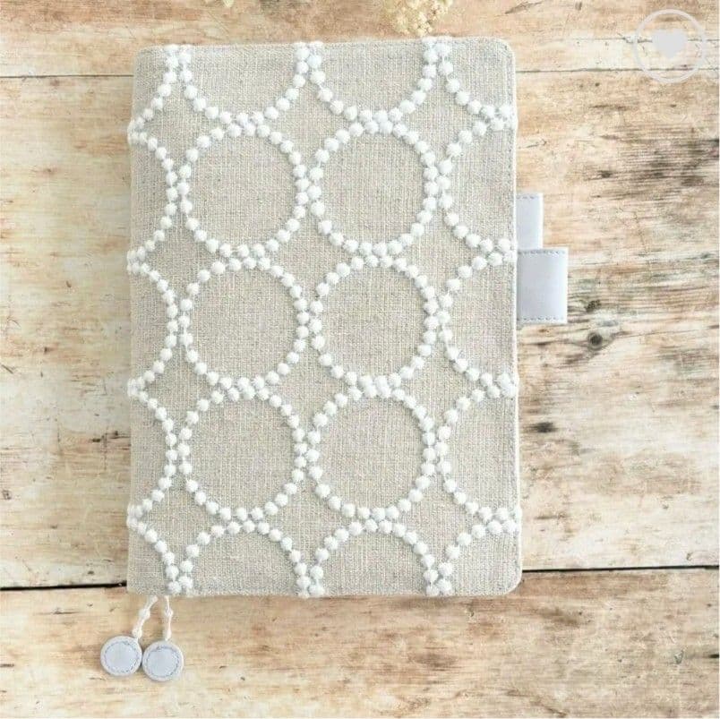 ハンドメイドA5ミナペルホネン　ナチュラル　タンバリン　手帳カバーケース