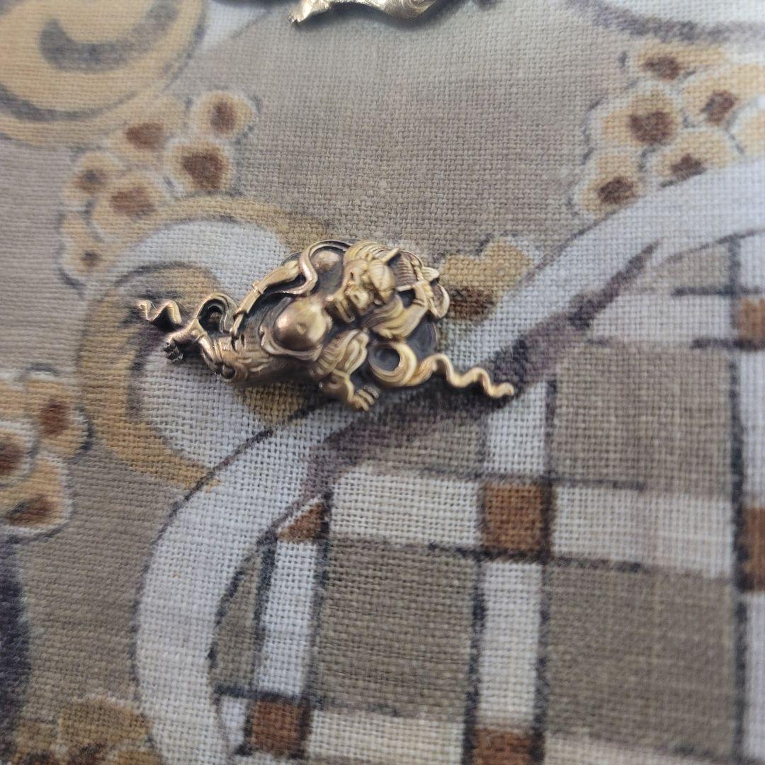 ★ラスト1set★目貫 風神雷神 容彫 金色絵 武具