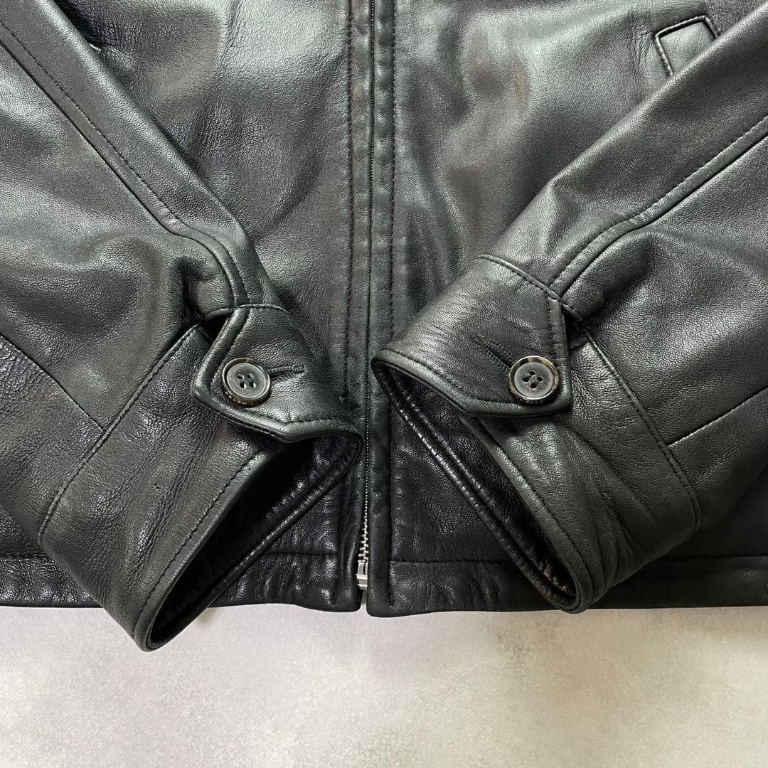 極美品 ポロラルフローレン シングルライダースジャケット 羊革 チェック ポニー