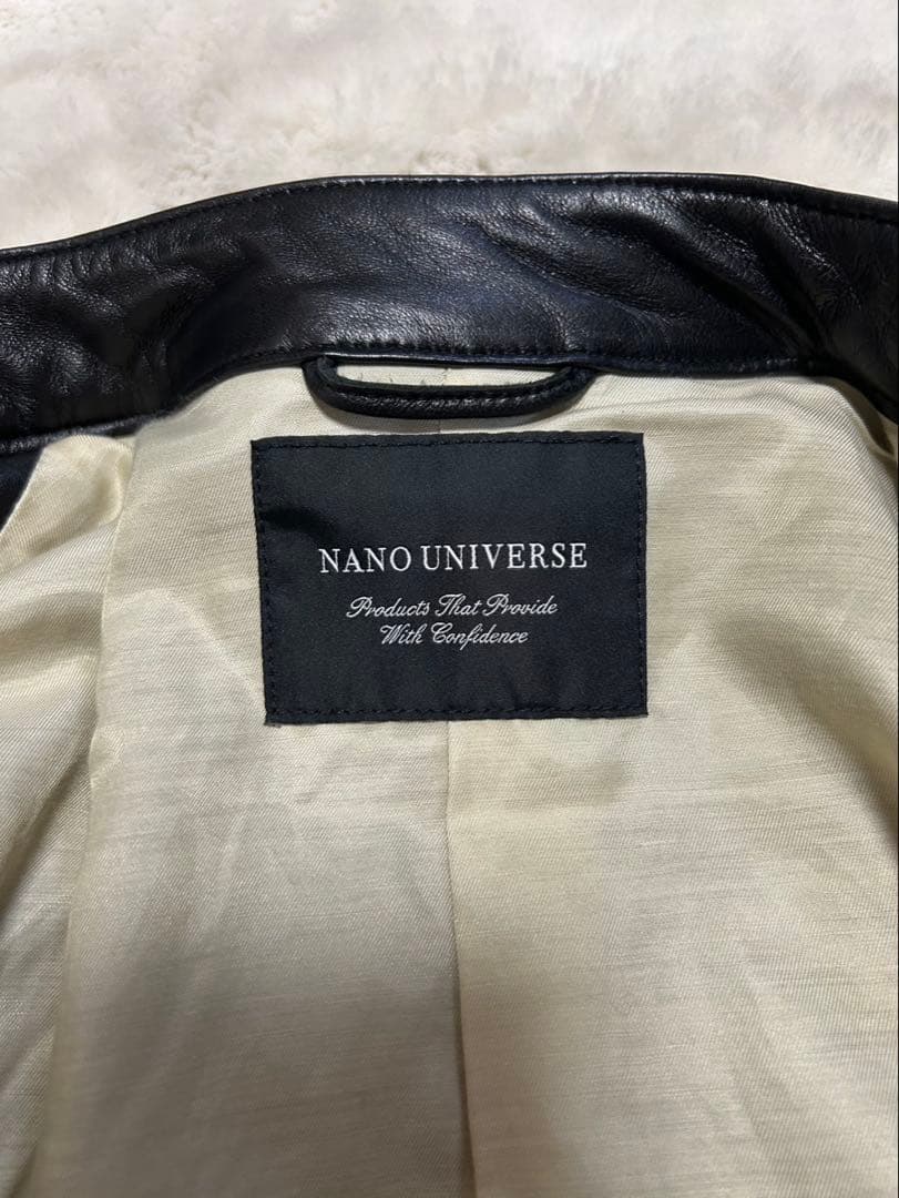nano universe/レザージャケット/sizeM/黒/ラムレザー