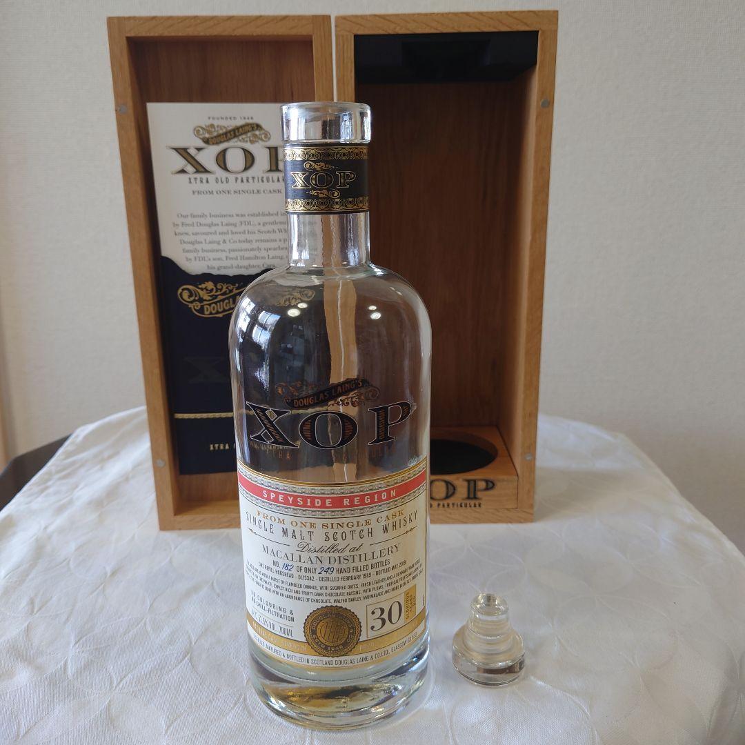 ウィスキーマッカラン１９８９ ３０年XOPダグラスレイン７００m空瓶l木箱付