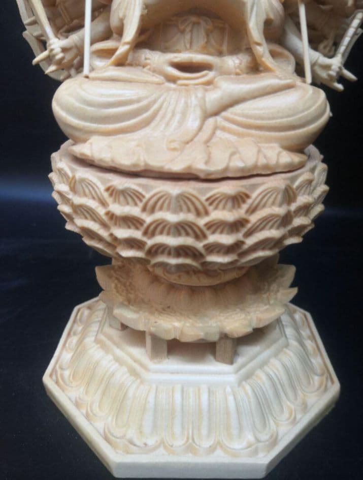 仏像 八大守護神【千手観音】干支ネズミ守護神 観音像 千手観音菩薩 木彫