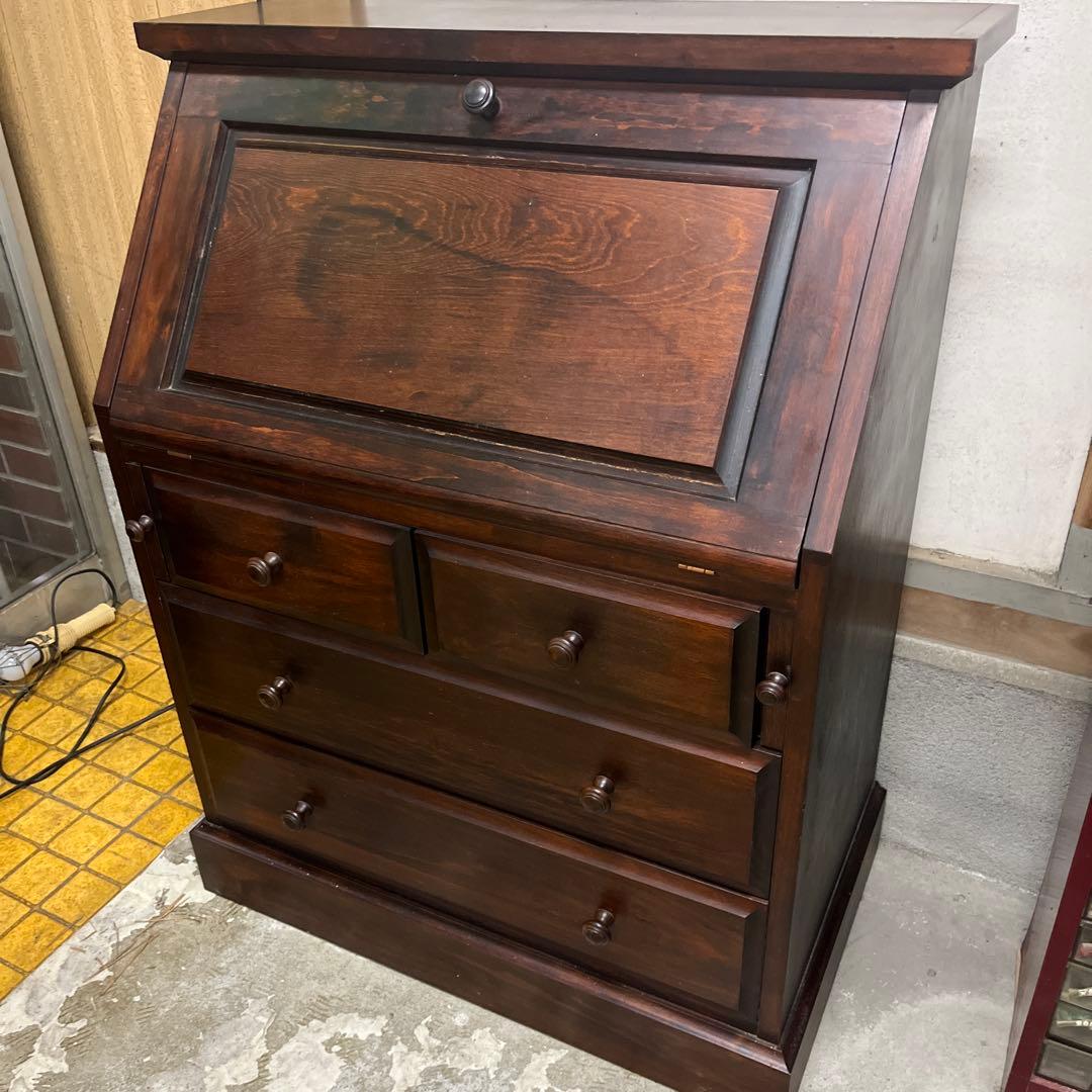 民藝家具 ライティングビューロー 木製 書き机 収納 ダークブラウン