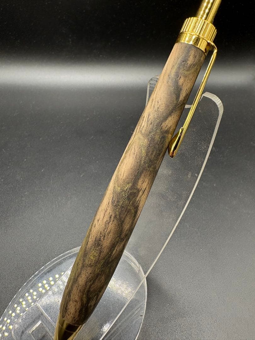 535超極上　黒柿　孔雀杢　木軸シャーペン　ボールペン