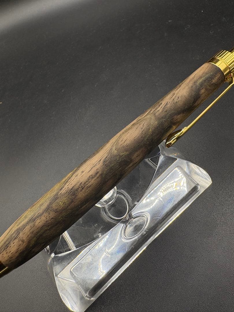 535超極上　黒柿　孔雀杢　木軸シャーペン　ボールペン