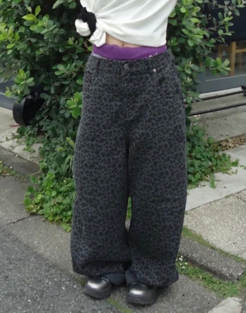 【完売品】9090 レオパードデニムパンツ S