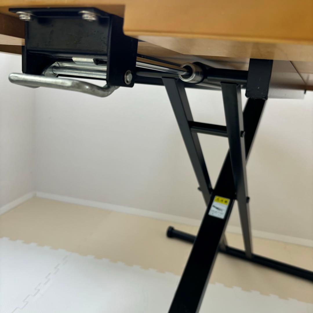 【花ちゃん】昇降式テーブル ダイニングテーブル 高さ調整可能 メープル