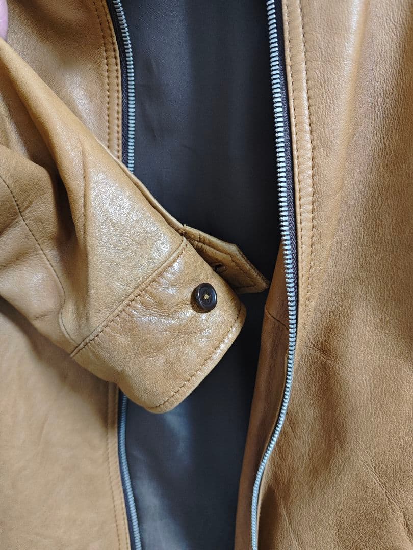 SHIPS シングルライダースジャケット S キャメル