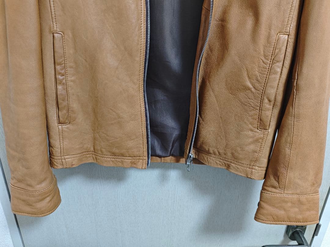 SHIPS シングルライダースジャケット S キャメル