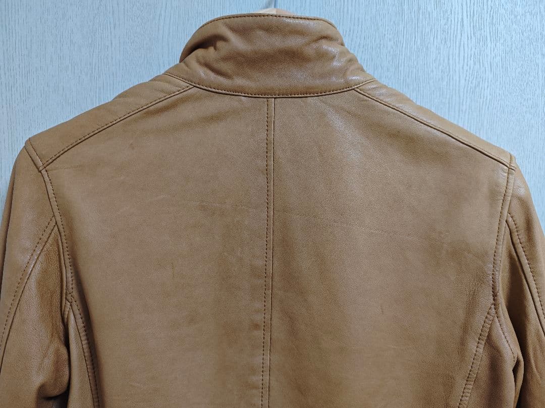 SHIPS シングルライダースジャケット S キャメル