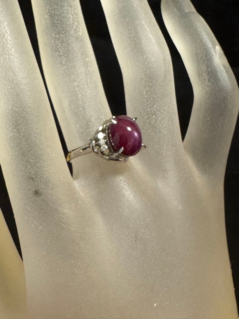 新春限定❗️レトロPt900 バイオレットスターサファイアとダイヤリング