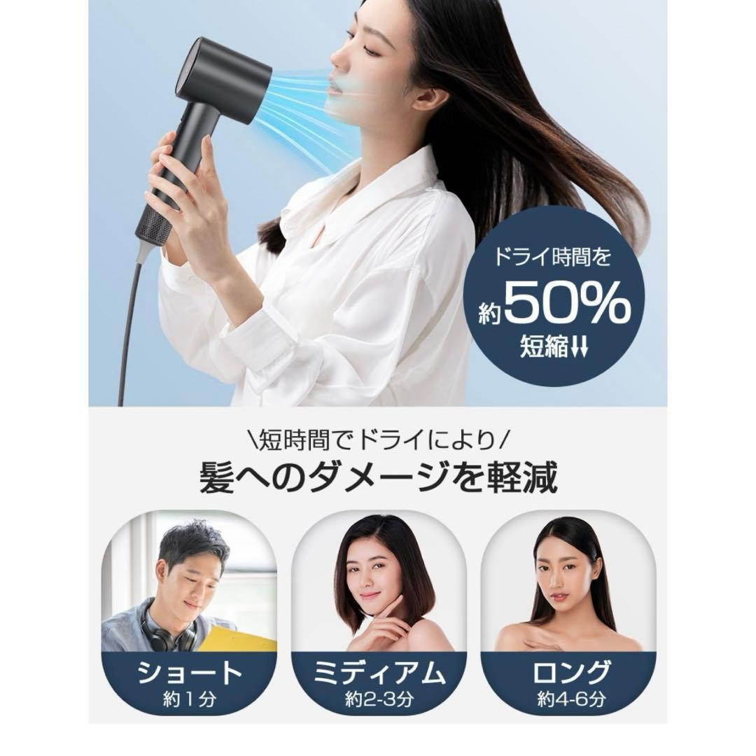 ドライヤー 超大風量 速乾 シルバー 過熱防止 軽量コンパクトPSE認証済み