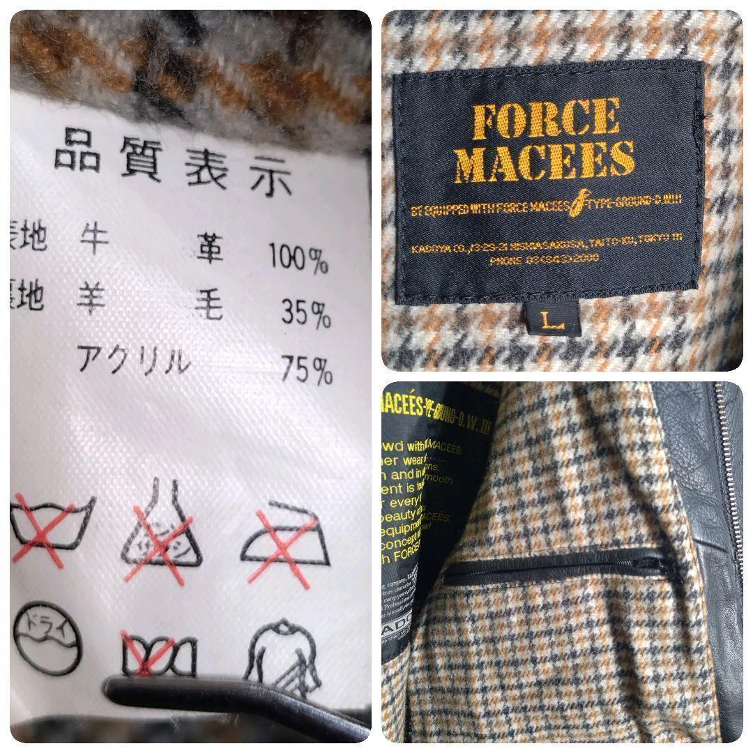 カドヤ★超希少 リアルレザー 牛革 エルボーパッチ ライダースジャケット 黒 L