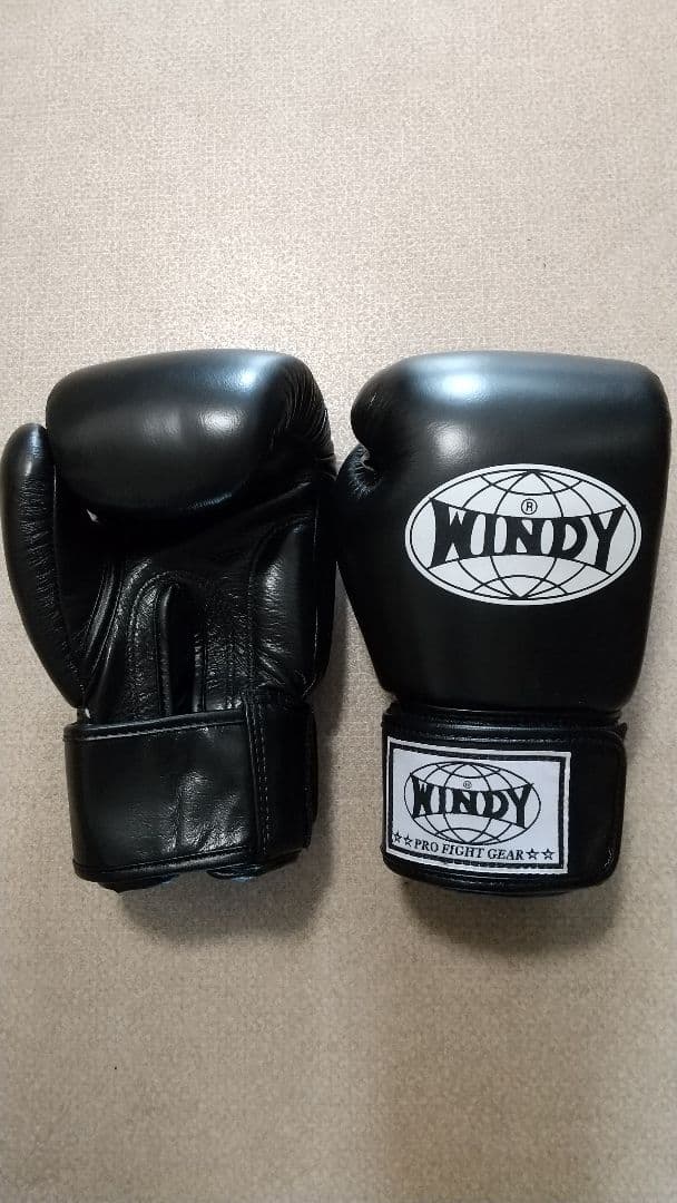 本革製WINDYボクシンググローブ 10oz 黒キックボクシング NP