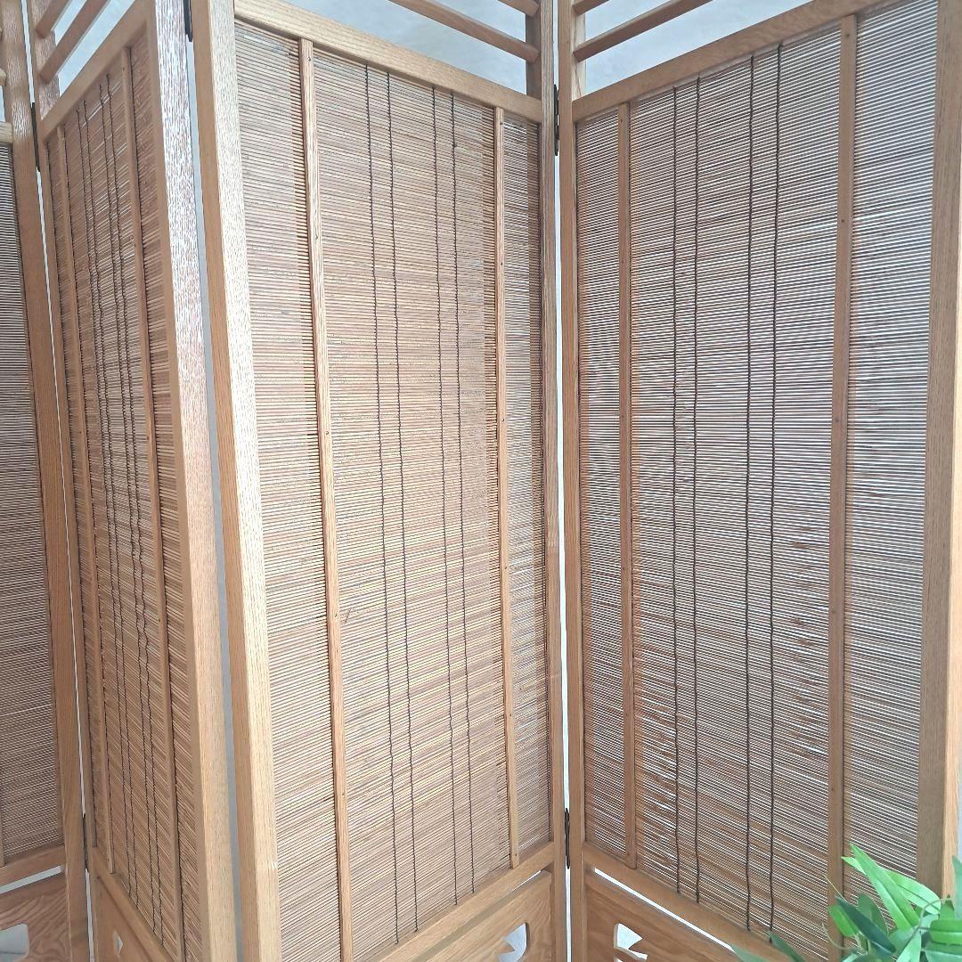 和風 パーテーション 衝立　和モダン 格子 レトロ 　4連