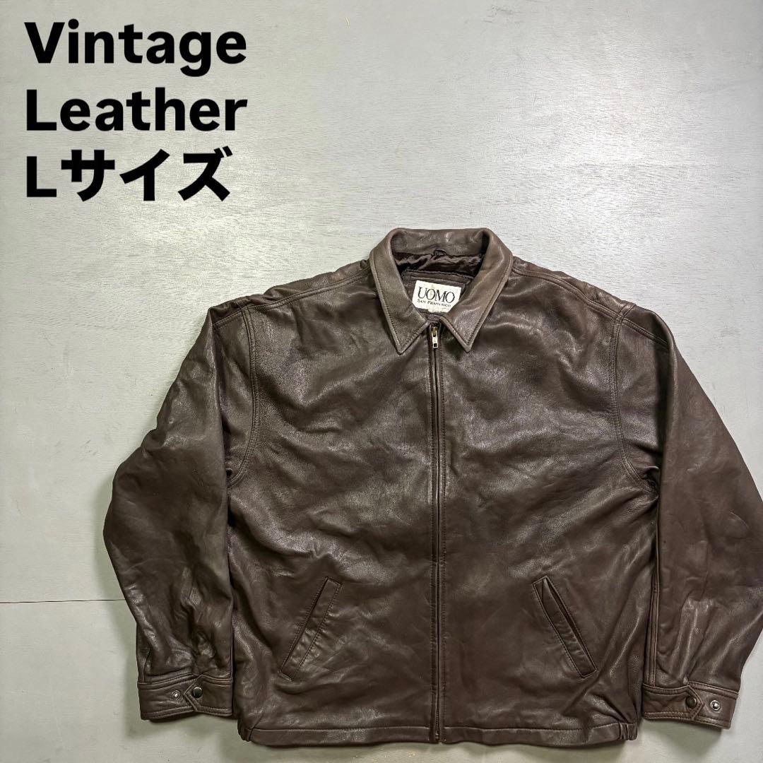 90's✨レザージャケット　A-2 本革オールレザー　茶色　ショート丈　短丈　L