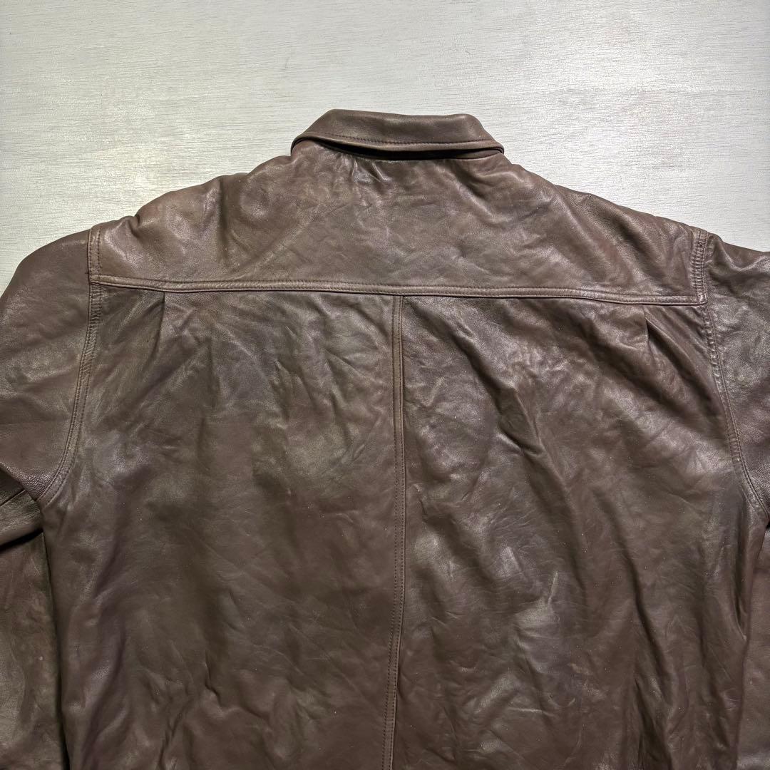 90's✨レザージャケット　A-2 本革オールレザー　茶色　ショート丈　短丈　L