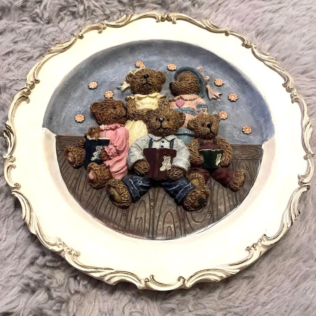 Vintage くま 壁掛け　アンティーク　皿　プレート　熊　テェディベア