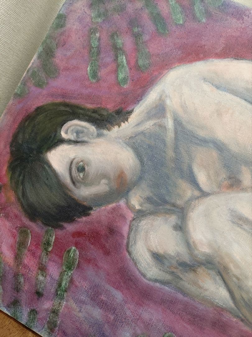 内省的な女性像 油彩画 原画 F8 一点もの