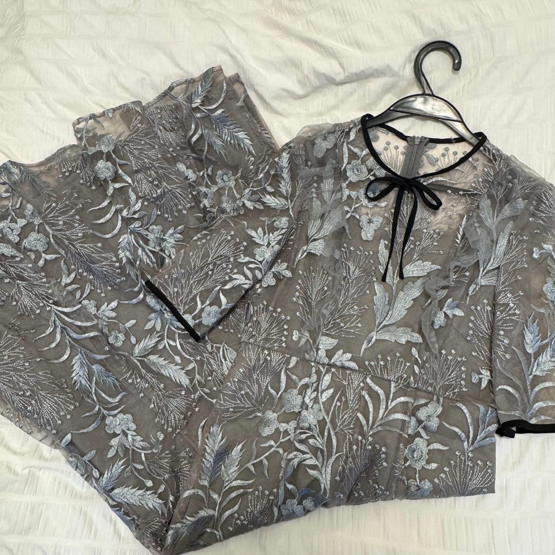 laja レースパイピングフリルマーメイドワンピースドレス