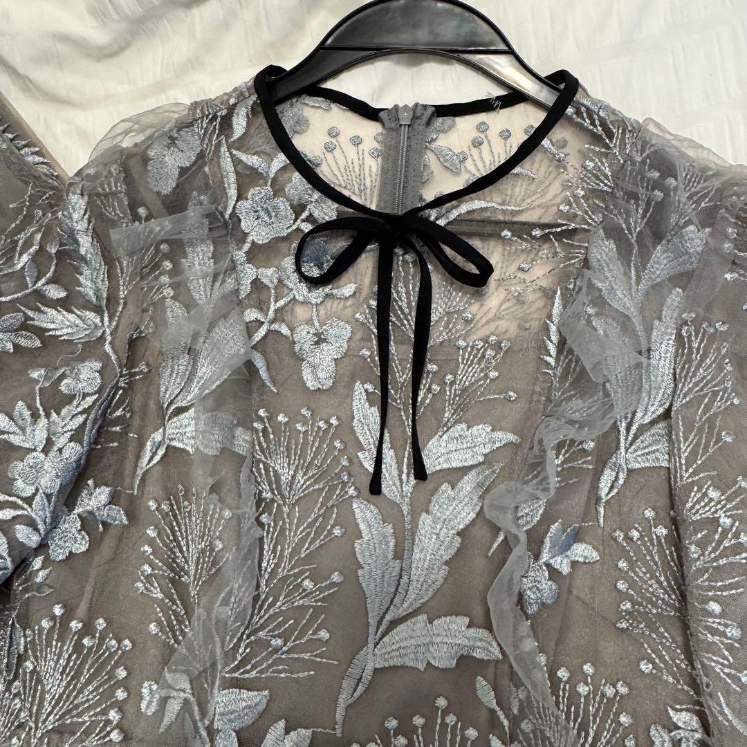 laja レースパイピングフリルマーメイドワンピースドレス