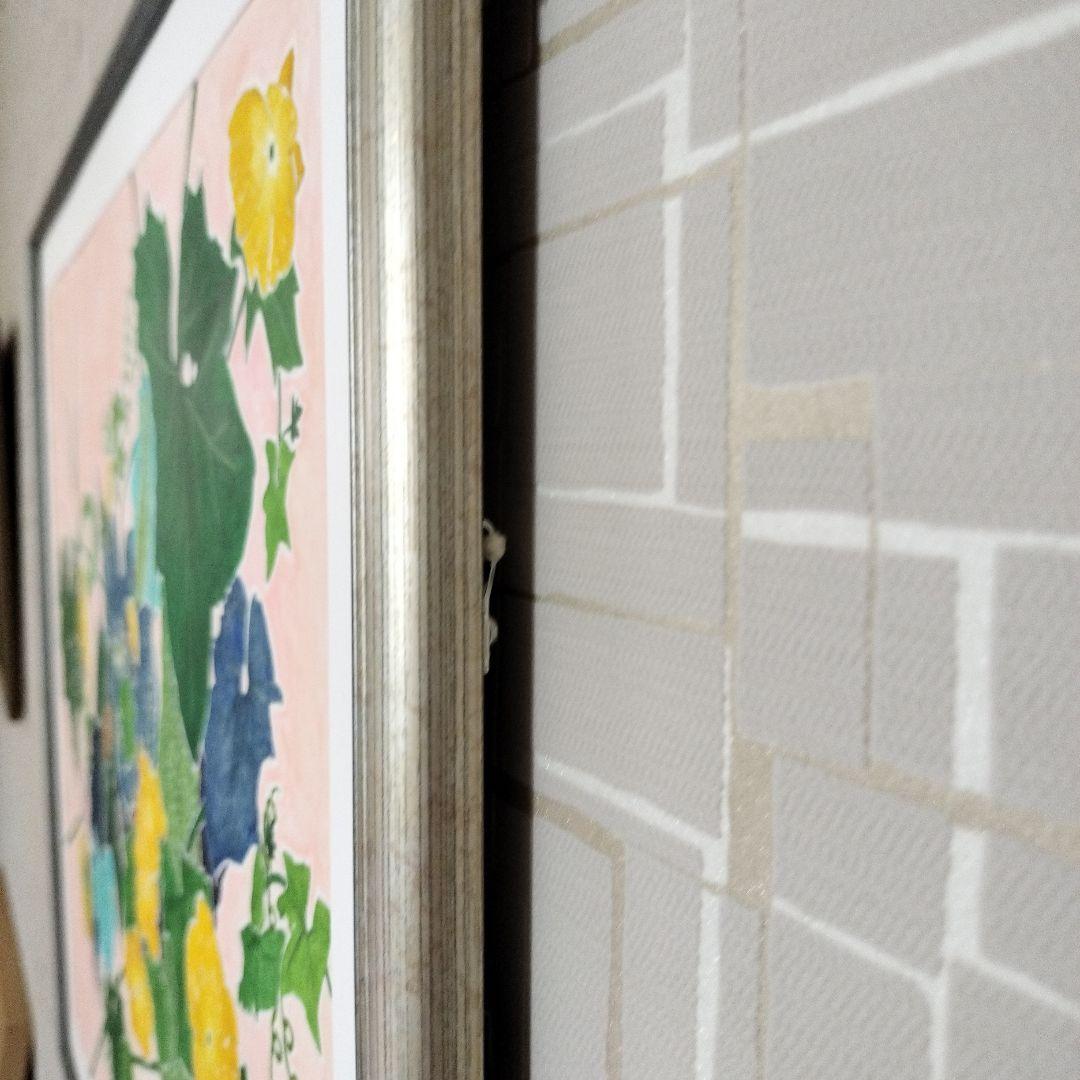 ヘチマの透明水彩画　アクリル板入り　白いマット入り