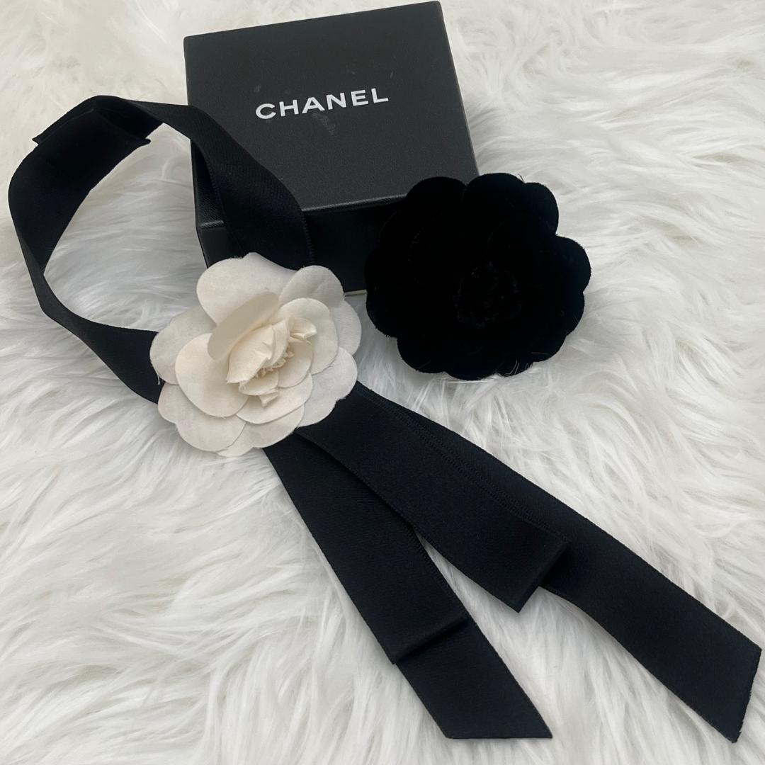 ２点セット✨CHANEL シャネル　カメリア コサージュ　ブローチ　リボン